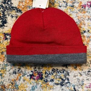 Reversible Red and Grey Hat with Bracelet Naughty and Nice